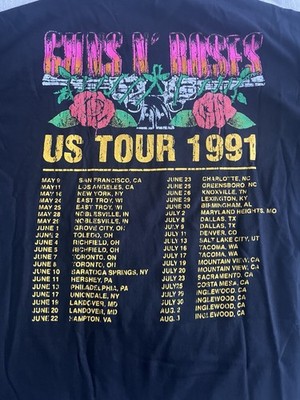 GUNS N ROSES SHIRT XL US TOUR 1991 GNR SKULL FLOWERS AXL SLASH