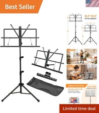 Heavy-Duty Music Stand in Black - Perfect for School, Bands,  Live Performances