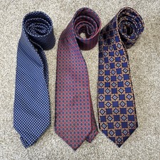Lot of 3 Jos A Bank 100 Silk Tie Mens Red Blue Orange Signature Collection