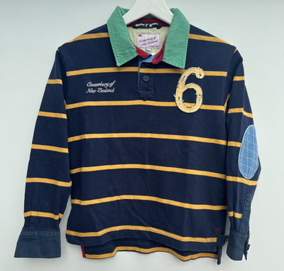 Canterbury Rugby Polo Shirt New Zealand Blue Long Sleeve Striped Womens Small S