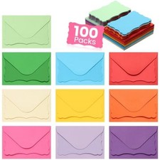 100 Pack Mini Blank Note Cards and Envelopes, 4x2.7 Inch Small Colorful Cards,
