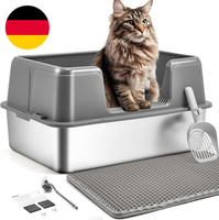 Papettly Katzentoilette Edelstahl Xxl, Litter Box Katzenklo, 36L GroßE Halbgesch