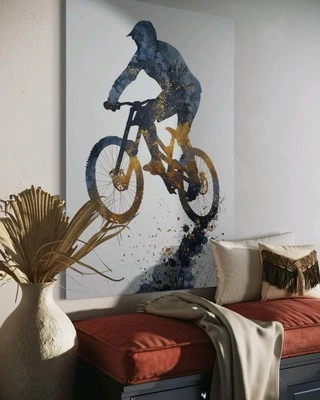 ✅️ LEINWAND BILD BMX MOUNTAIN BIKE FAHRRAD ABSTRAKT POSTER WANDBILD - Bild 1 von 4