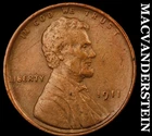 1911 Lincoln Wheat Cent - Scarce  Extra Fine  Better Date  No Reserve  #J7869