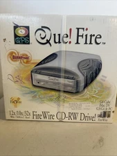 Que! Fire Drive QPS  External 12x 10x 32x CD-RW Firewire Case Power Cord CD