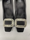 Roger Vivier Womens Belle Vivier Satin Crystal Pumps Size 9.5 Black *Preowned* — photo 2