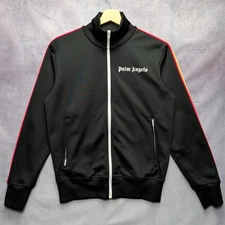 Palm Angels Men's Track Jacket S Black Rainbow Stripe Full Zip Made in Italy