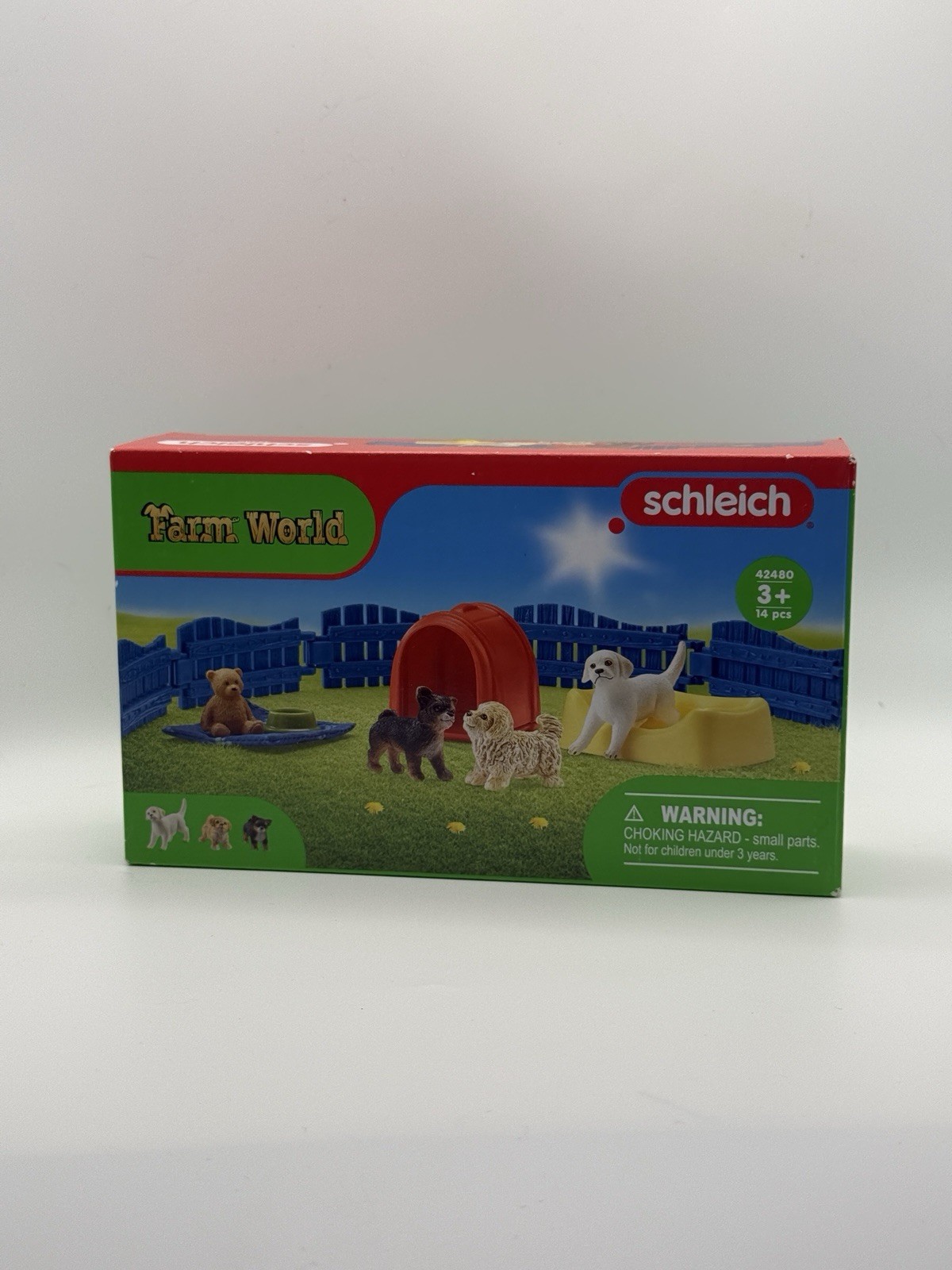 NEW SEALED Schleich Farm World 42480 Puppy Pen Animal Play S