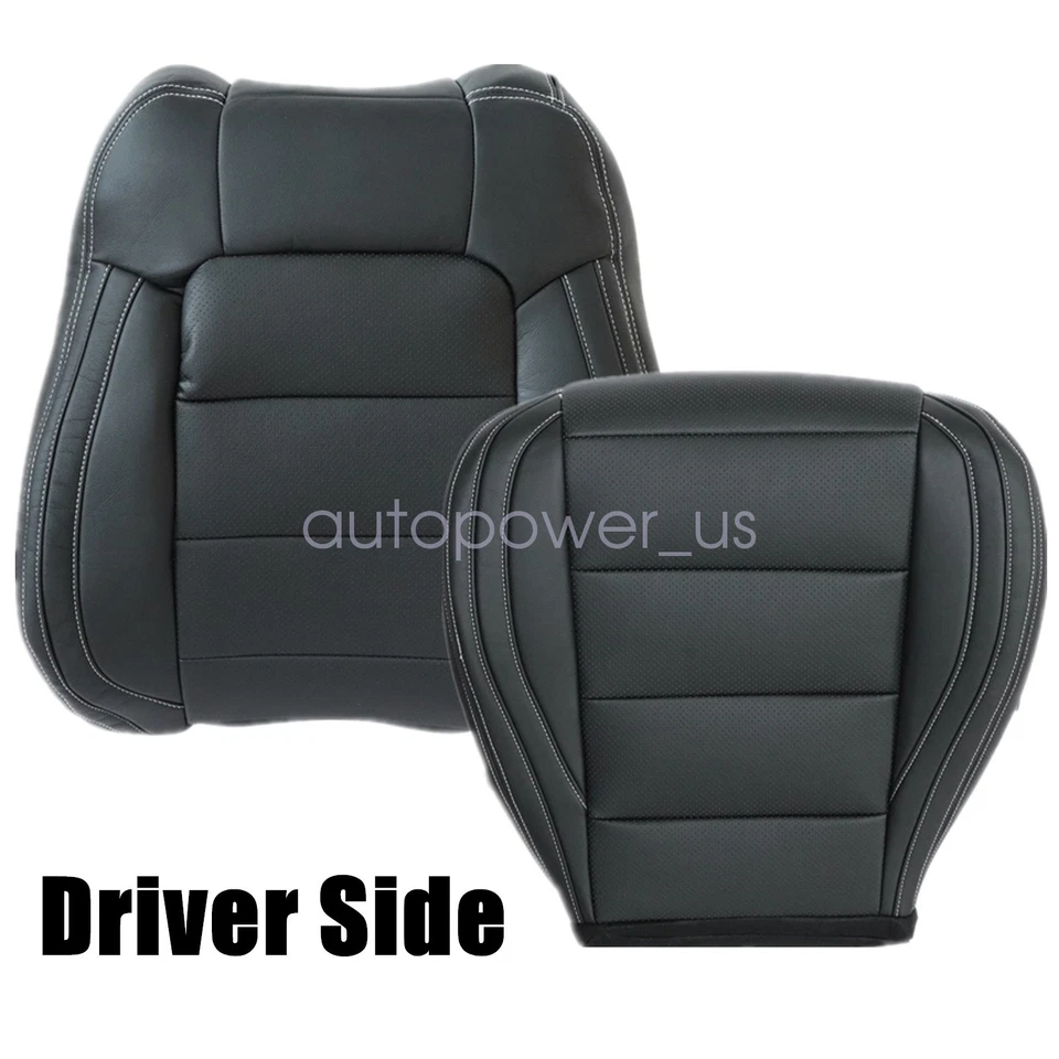 Driver Bottom & Back Leather Seat Cover Blk For 2015-2023 Ford Mustang GT Coupe - Imagem 3 de 4