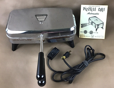 Vintage 1960s Vitantonio Pizzelle Chef Automatic 300 Stainless MCM Tested Works
