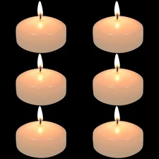 12 Pack 2 inch White Floating Candles Dripless Unscented Wax 8-12 Hours