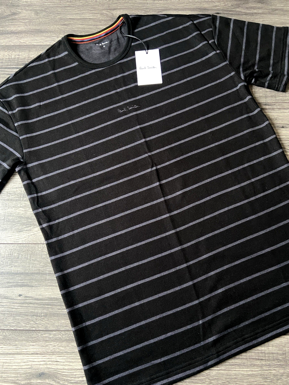 PAUL SMITH LOGO EMBROIDERED STRIPE LOUNGE TSHIRT SIZE M-L BNWT
