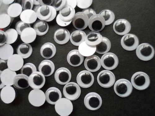 10mm 100pc Joggle Movable Black Eye Wiggly Google Googly Eyes Craft Stick On Art - Image 2 of 4