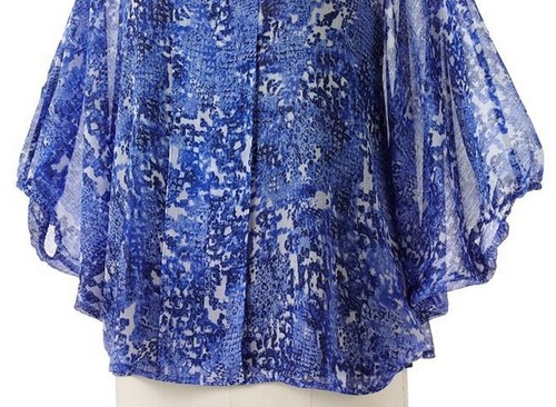 Dana Buchman Blue Chiffon Floral Print Poncho Black Camisole Top Blouse Set XS - Picture 3 of 4