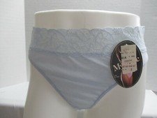 VINTAGE MYONNE HIGH CUT PANTY WITH 2 1/2" LACE WAIST COTTON PANTIE BLUE SIZE 7