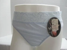 VINTAGE MYONNE HIGH CUT PANTY WITH 2 1/2" LACE WAIST COTTON PANTIE BLUE SIZE 7