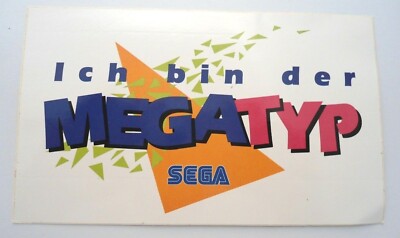Werbe-Aufkleber SEGA Ich bin der Megatyp Spielkonsole Mega Drive Sonic 80er