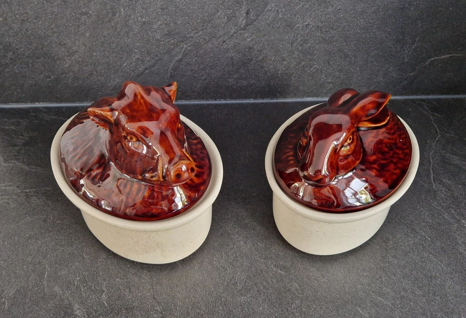 Terrine Pate Auflaufform mit Deckel * Keramik * Portugal * 2 Stück * VINTAGE - Bild 2 von 4