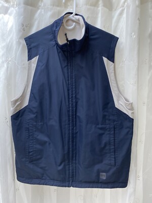 Izod Men's All Weather Reversible Vest Performx Golf Sport Pockets Navy/  Beige L