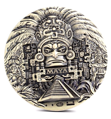 MAYAN INCA AZTEC ART pendant Sterling 925 Silver plated 18'' necklace Gold Gift 