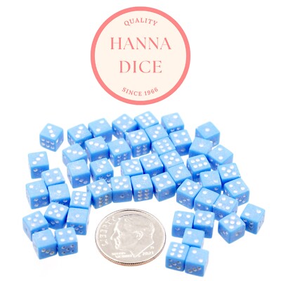 New 5mm Deluxe 50 MINI Dice Blue RPG Game Tiny D6 Set