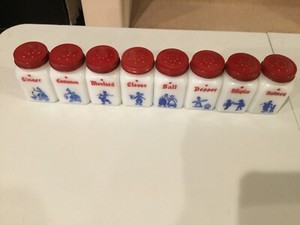 DOVE SPICE SET (8) "EXCELLENT SHAPE" ORIGINAL TOPS & LABELS! See Pictures