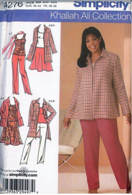OOP Simplicity 4276 Khaliah Ali Top Coat Pants Skirt Pattern Plus Size 20W-28W