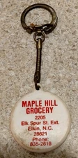 Vintage MAPLE HILL GROCERY Keychain VACANT LOT Elkins North Carolina