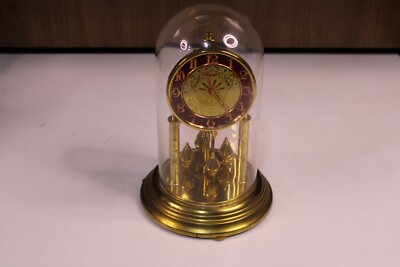 VINTAGE Konrad Mauch GERMAN BRASS CLOCK Antique Made In Germany Mantle globe