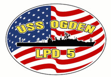 USS OGDEN LPD 5 Oval Decal / Sticker Military USN U S Navy S07