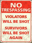 No Trespassing, Retro metal Sign/Plaque Wall vintage / Gift