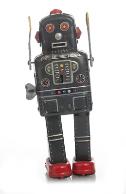 Vintage Mechanical Walking Space Man Robot  Wind Up S.Y. Yoneya Japan