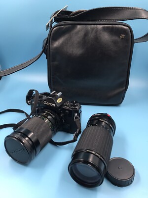 Canon A-1 analoge Spiegelreflexkamera mit Tasche und Objektiv 80~200 und 35~140