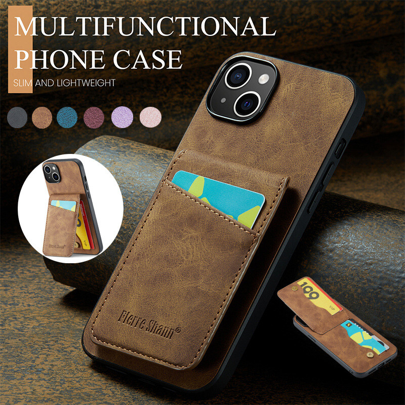 Card Holder Leather Back Case Cover For iPhone 15 14 13 12 11 Pro Max XS X 7Plus-image