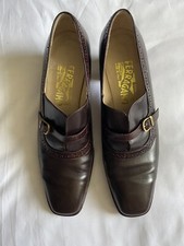 SALVATORE FERRAGAMO Vintage Brown Leather Heel Loafers Aprox Sz 7