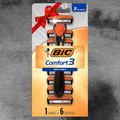 BIC Comfort 3 Hybrid Men's Disposable Razor, 3 Blades, 6 Cartridges and 1 Handle
