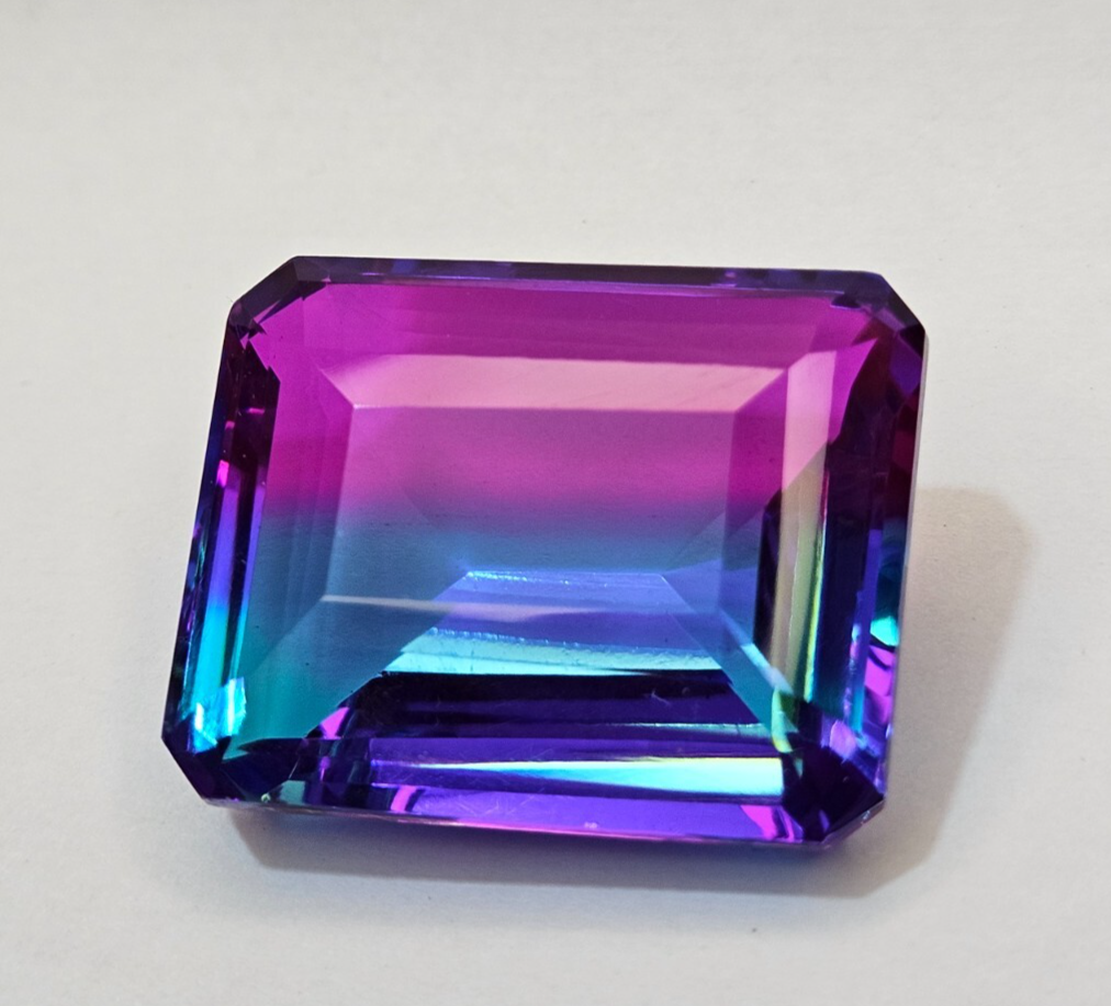 Bi-Colour 115+ Ct Emerald Cut Tourmaline Natural Certified