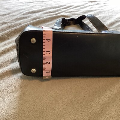 Vintage Black Leather Fossil Handbag Full Zip Top + 2 Inside Zip