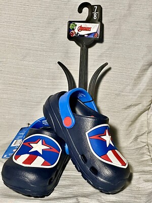 NEW MARVEL AVENGERS BOYS CAPTAIN AMERICA CLOGS SLIP ON SHOES SANDAL SZ  7/8