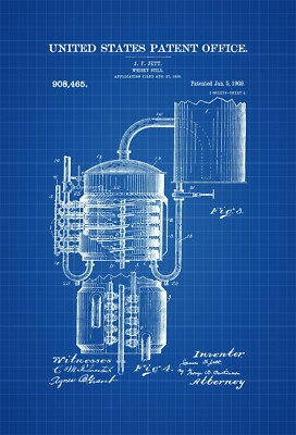 Home Wandkunstdruck - Vintage Bauplan - WHISKY STILL PATENT - A4, A3, A2,A1,A0
