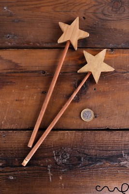 Handgefertigter Holz Stern Stab Naturholz Gold Wohndeko Geschenk Hochzeit Massivholz