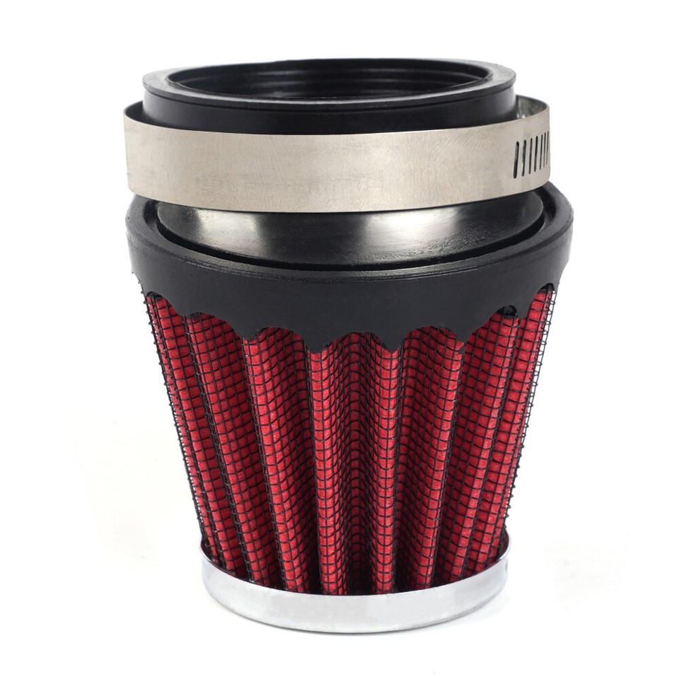 Filtro Aria Universale BARTOO 51mm 2 Pollici Rosso - A Cono, Riavvitabile, Per Moto E Scooter