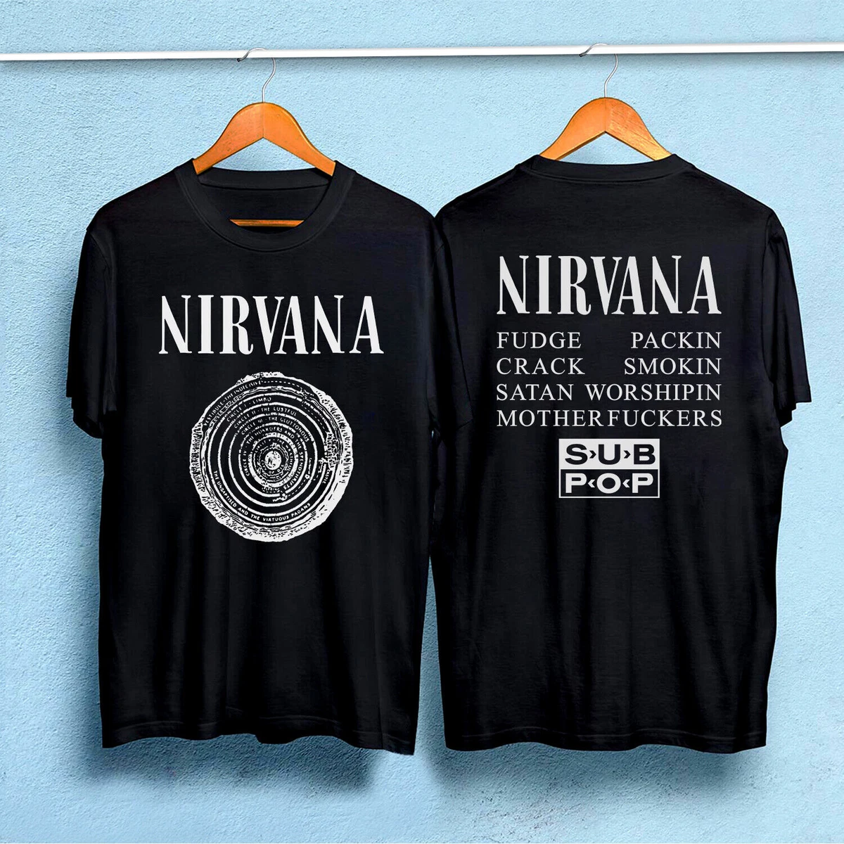 New Rare Nirvana Bleach Sub Pop Fudge Packin 1989 Vintage 2 Sided T-Shirt
