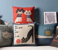Cute Cat novelty Home Decor Linen Cartoon Pillow Case Sofa Throw Cushion Cover