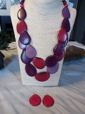 Handcrafted Tagua Nut Organic Necklace, Earrings,2 Strands, made in ECUADOR