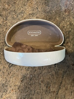 Coach White and Brown Sunglasses Case COACH Sunglasses Case Creamy White C Logo w/Brown Felt Large  main image 4