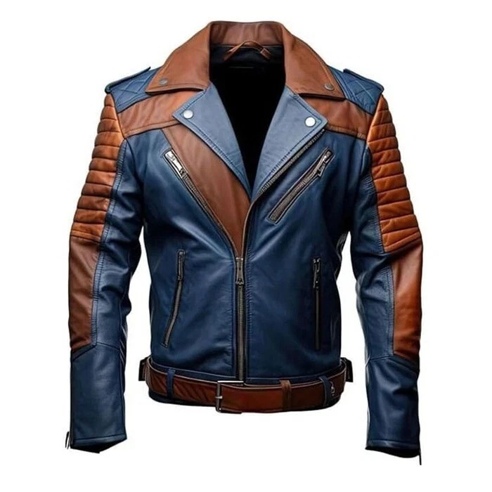 Men's Lambskin Leather Motorcycle Jacket Premium Biker Café Racer Multi-Color