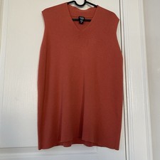 Eileen Fisher Coral Rust Orange V-neck Italian Yarn Wool Sweater Top Size 1X