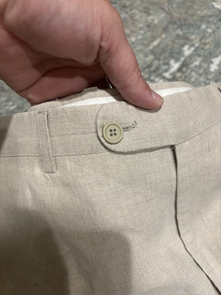 Pantalones chinos Linea Naturale Luxe de lino para hombre beige pierna recta talla 35 Foto 3 de 4