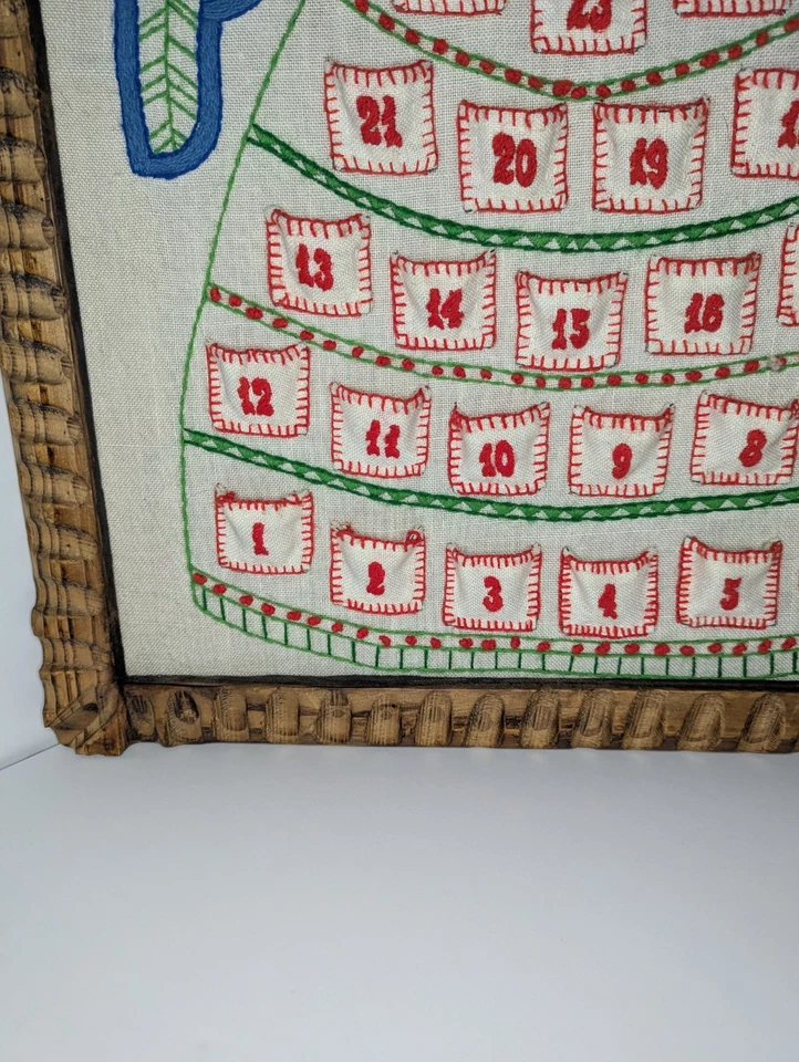Vintage Bernat “Glad Tidings” Angel Advent Calendar Needlepoint Framed Christmas - Image 4 of 4